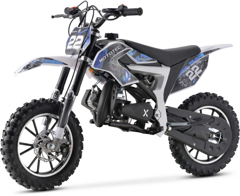 MotoTec 50cc Demon Kids Gas Dirt Bike - Blue-0
