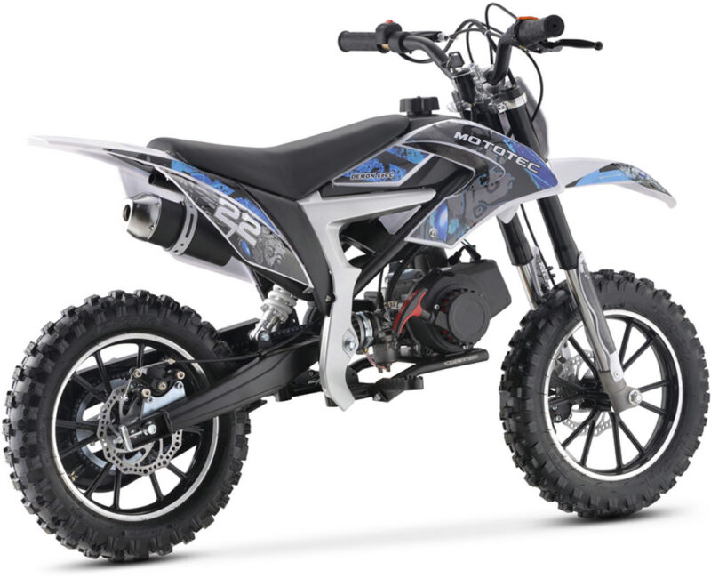 MotoTec 50cc Demon Kids Gas Dirt Bike - Blue-3070737