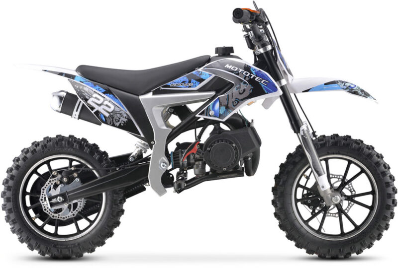 MotoTec 50cc Demon Kids Gas Dirt Bike - Blue-3070736
