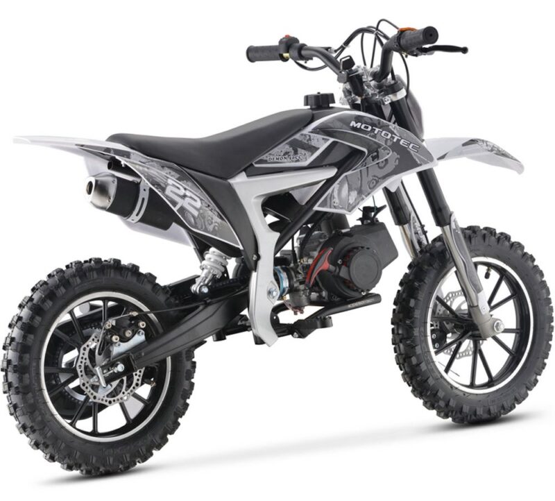 MotoTec 50cc Demon Kids Gas Dirt Bike - White-3070678