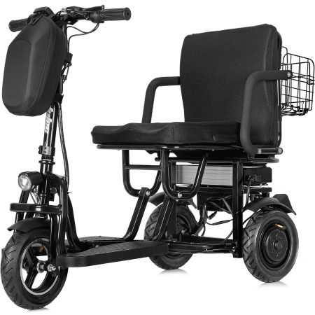 Bikehighway.com - MotoTec Folding Mobility Electric Trike 48v 700w Dual Motor Lithium Black