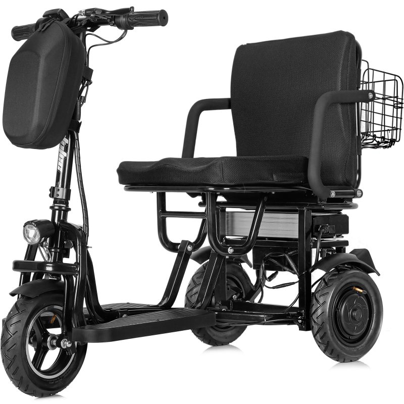 Bikehighway.com - MotoTec Folding Mobility Electric Trike 48v 700w Dual Motor Lithium Black
