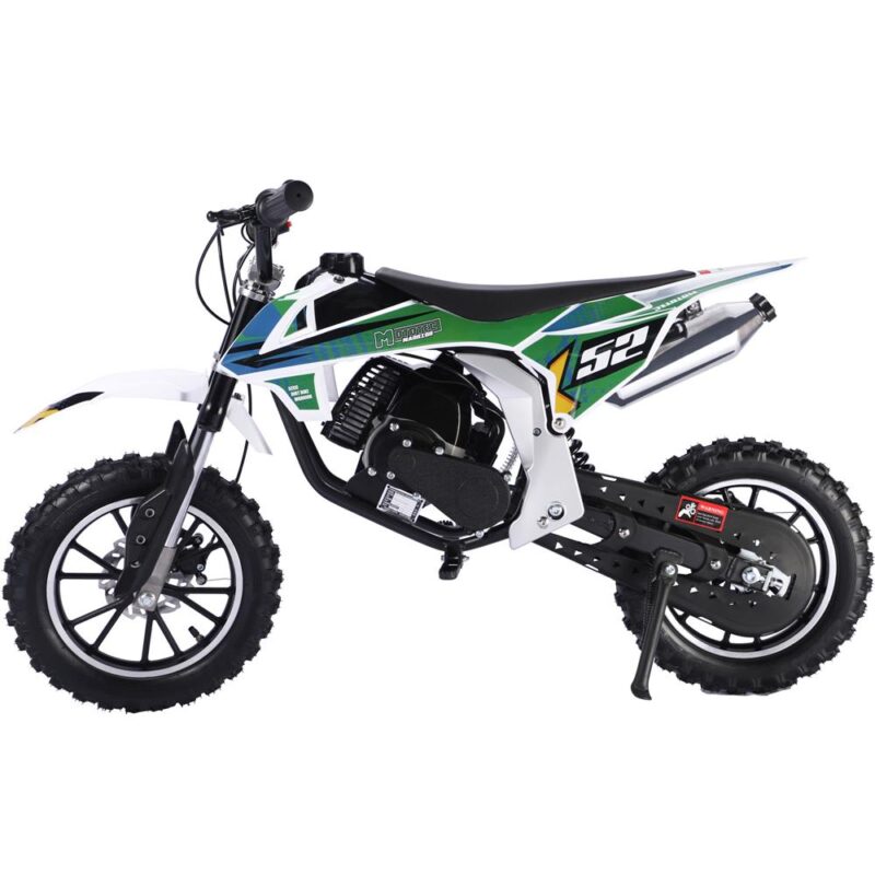 Bikehighway.com - MotoTec Warrior 52cc 2-Stroke Kids Gas Dirt Bike Green