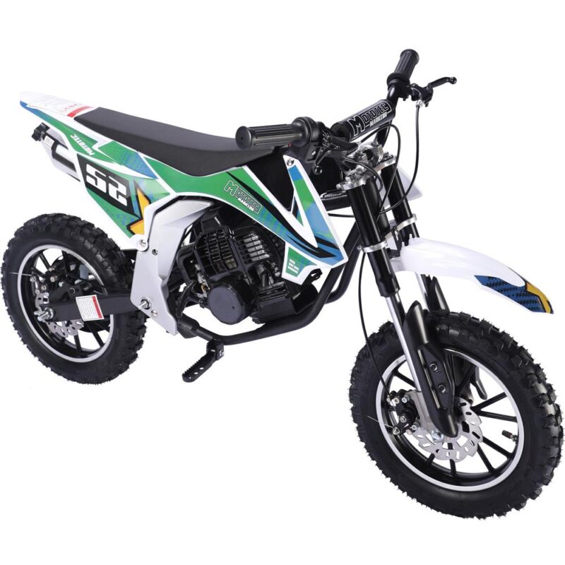 Bikehighway.com - MotoTec Warrior 52cc 2-Stroke Kids Gas Dirt Bike Green