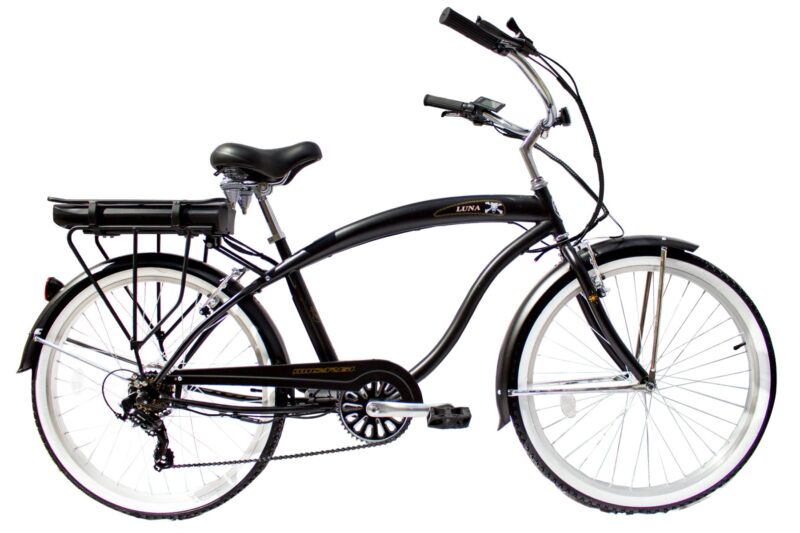 Bikehighway.com - Micargi Luna Men's Step Thru 7 Speed Pedal Assist Electric Beach Cruiser