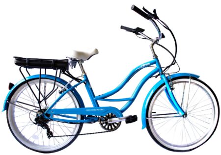 Bikehighway.com - Micargi Bali Women's Step Thru 7 Speed Pedal Assist Electric Beach Cruiser