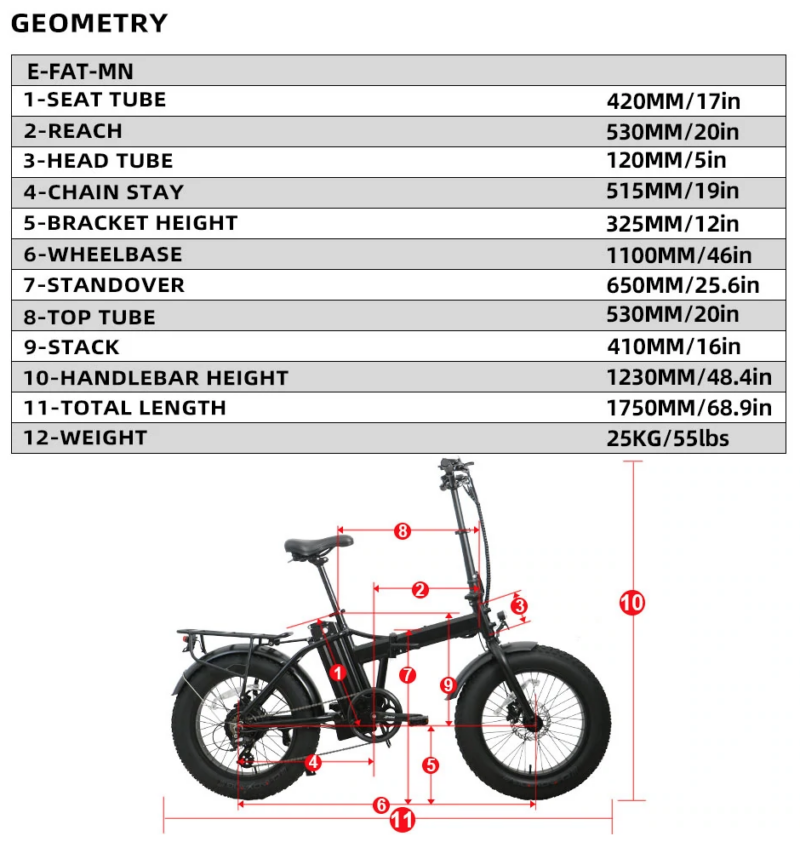 Eunorau E-Fat-MN Fat Tire Step-Thru Electric Folding Bicycle-3080016