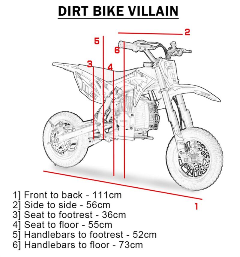 MotoTec Villain 52cc 2-Stroke Kids Gas Dirt Bike Red-3082802