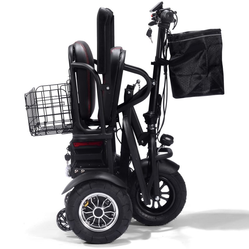 Bikehighway.com - MotoTec Folding Mobility Electric Trike 48v 1000w Dual Motor Lithium Black Folded